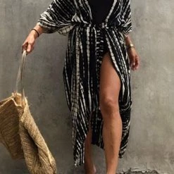 Levency Print Belted Cover Kimono New In