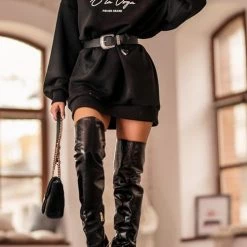 Levency Letter Print Ripped Hoodie Mini Dress