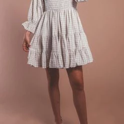 Levency New In Smocked Gingham Babydoll Dress