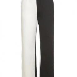 Levency New In Black White Colour Block Straight Jeans