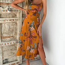 Levency Pleated Bust SlitSlip Dress 51 Levency Pleated Bust SlitSlip Dress