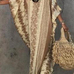 Levency Snake Print Bat Cover Maxi Dress