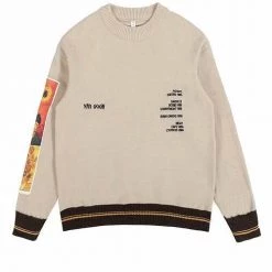 Levency Van Gogh Print O Neck Sweter
