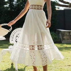 Levency Lace Patchwork Sleeveless Maxi Dress New In