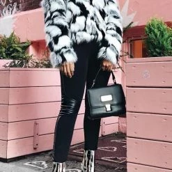 Levency Mix Color Faux Fur Coat