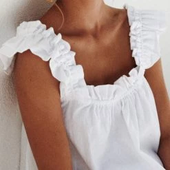 Levency Ruffles Square Neck Short Set