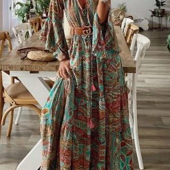 Levency Down The West Coast Bohemia Print Maxi Dress New In