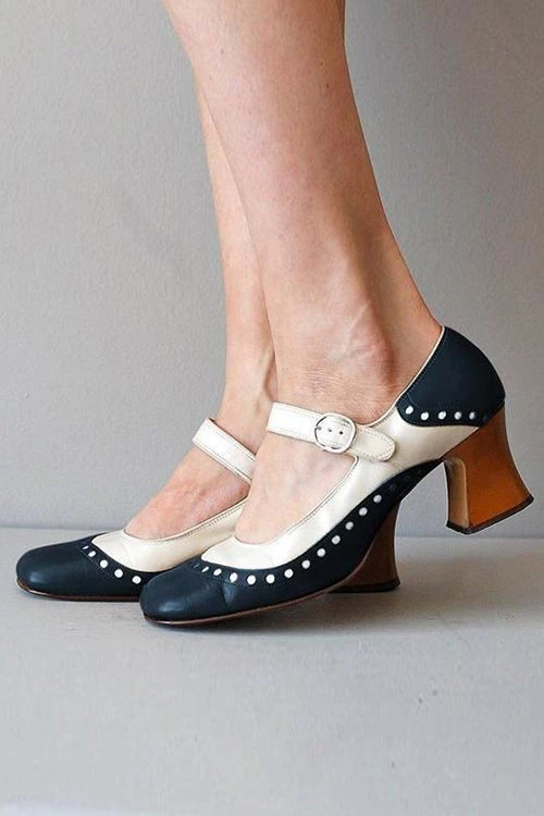 Levency Color Block Ankle Straps Mid Heels 3 Levency Color Block Ankle Straps Mid Heels