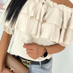 Levency Off The Shoulder Tunic With Double Frill New In