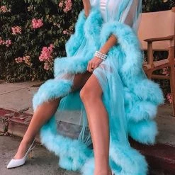 Levency Fur See Though Flares Cardigan