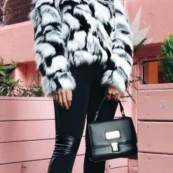 Levency Mix Color Faux Fur Coat