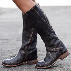 Levency Zipper Low Heel High Heel Boots