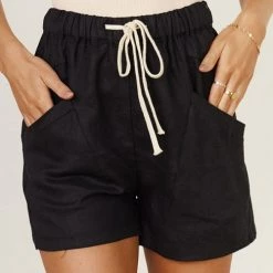 Levency Drawstring Waist Pockets Shorts New In