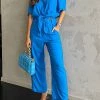 Levency Button Kont Shirt Wide Leg Pants Set New In