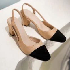 Levency Color Block Chunky Heel Pumps