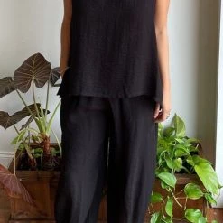 Levency Solid O Neck Tank Pants Set New In