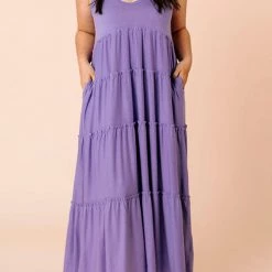 Levency New In Tiered Pockets Slip Maxi Dress
