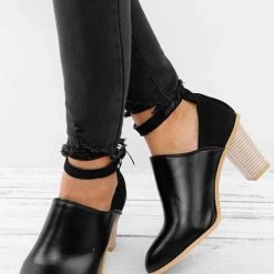 Levency Ankle Strap Chunky Heel Pumps New In