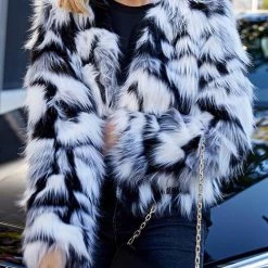 Levency Mix Color Faux Fur Coat