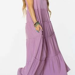 Levency New In Tiered Pockets Slip Maxi Dress