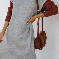 Levency Color Block Turtleneck Sweater Dress