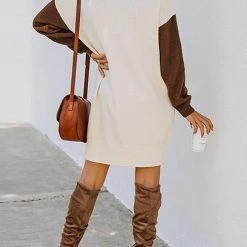Levency Color Block Turtleneck Sweater Dress