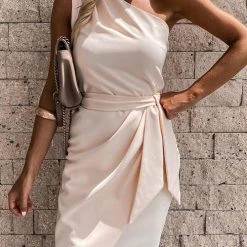 Levency New In One Shoulder Belted Mini Dress