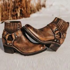 Levency Low Heel Slip On Ankle Boots New In