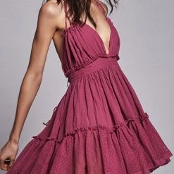 Levency Ruffles Backless Slip Mini Dress New In