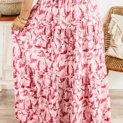 Levency New In Floral Print Drawstring Maxi Skirts