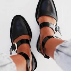 Levency Buckle Color Block Sandals Flats