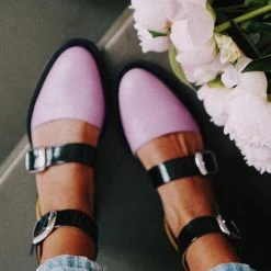 Levency Buckle Color Block Sandals Flats