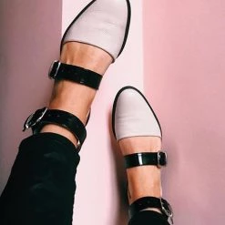 Levency Buckle Color Block Sandals Flats