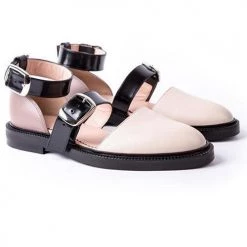 Levency Buckle Color Block Sandals Flats