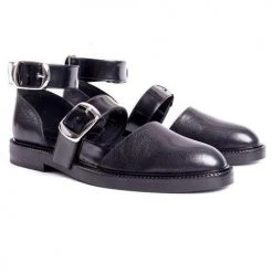 Levency Buckle Color Block Sandals Flats