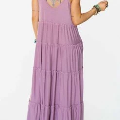 Levency New In Tiered Pockets Slip Maxi Dress