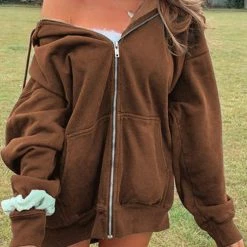 Levency Pockets Loose Hoodie Coat