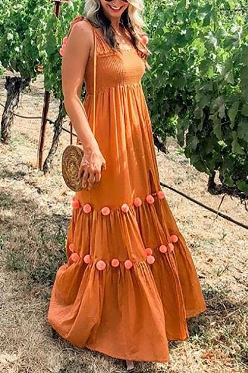 Levency Pom-Pom Lollipop Slit Maxi Dress 3 Levency Pom-Pom Lollipop Slit Maxi Dress