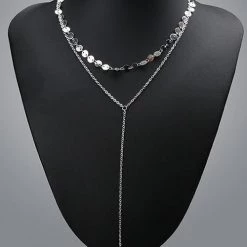 Levency Simple Metal Sequin Necklace New In