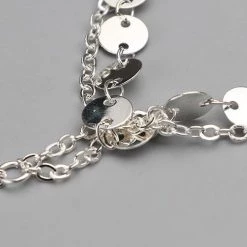 Levency Simple Metal Sequin Necklace New In