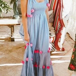 Levency Pom-Pom Lollipop Slit Maxi Dress 13 Levency Pom-Pom Lollipop Slit Maxi Dress