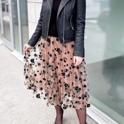 Levency Posy Layer Mesh Mid Skirts New In