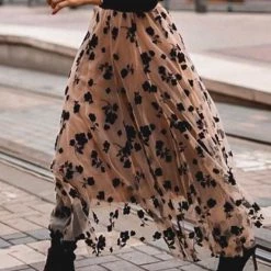 Levency Posy Layer Mesh Mid Skirts New In