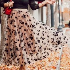 Levency Posy Layer Mesh Mid Skirts New In