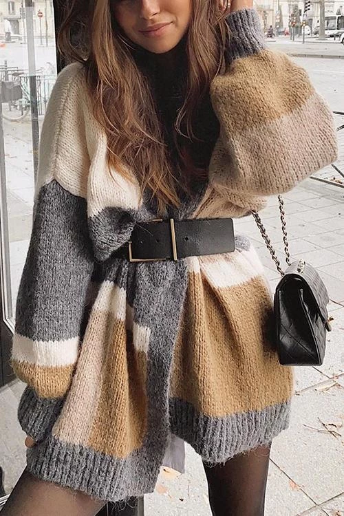 Levency Color Block Cardigan 1 Levency Color Block Cardigan