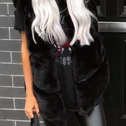 Levency V Neck Faux Fur Vest New In