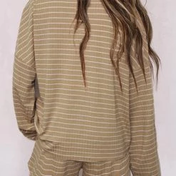 Levency New In Stripe Long Sleeve Tee Shorts Set