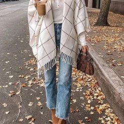 Levency Plaid Tassels Shawl