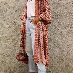 Levency New In Digital Print Long Sleeve Cardigan Coat