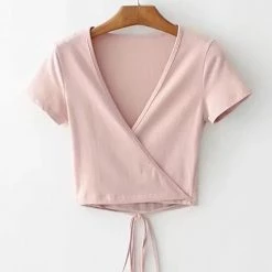 Levency New In Short Sleeve Wrap Top